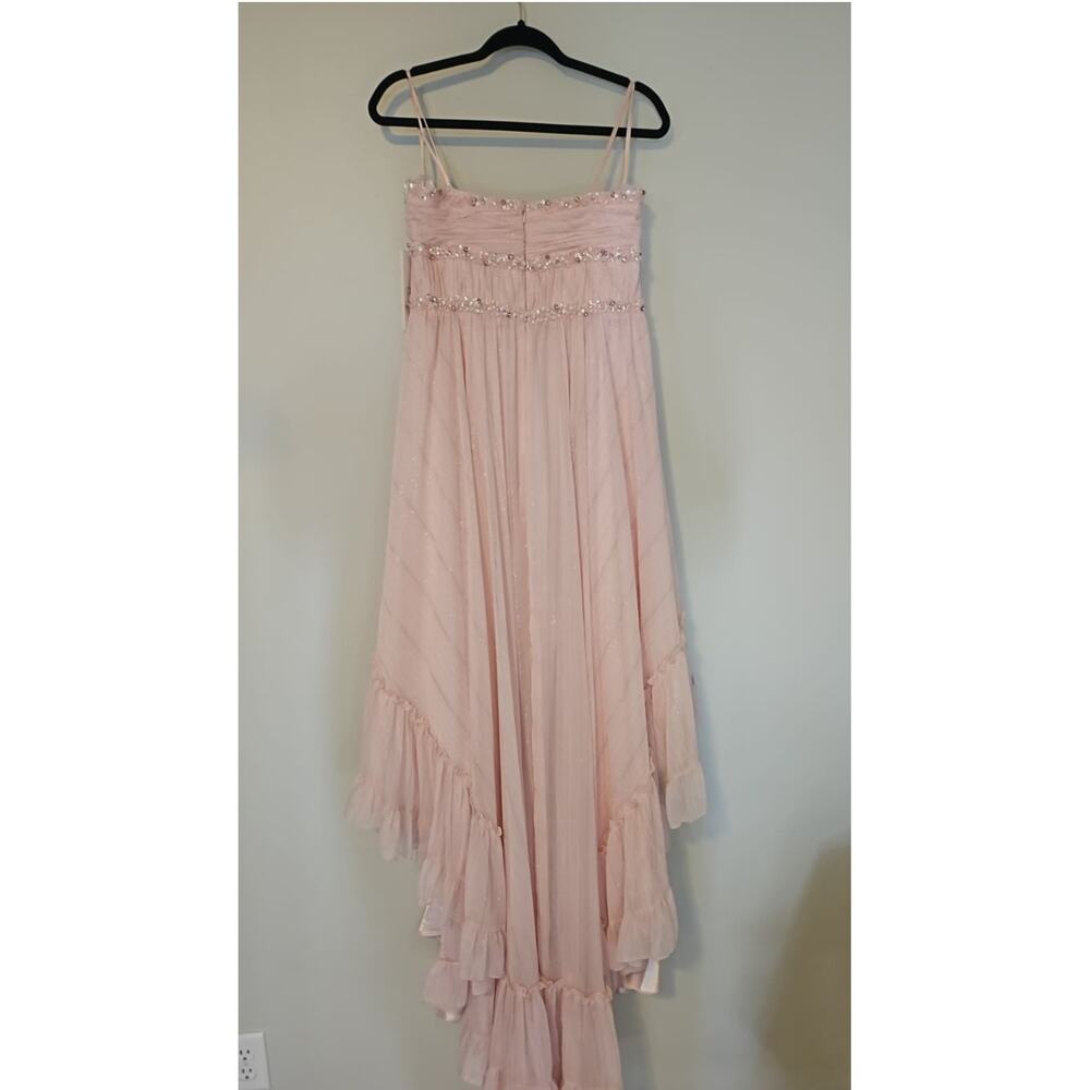 Mac Duggal Beaded High-Low Tiered Chiffon Gown Pink - Picture 3 of 6